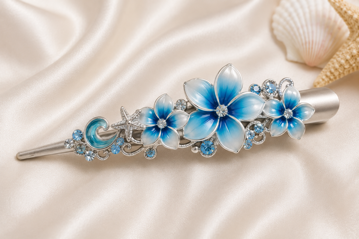 Plumeria Paradise Hair Clip – Ocean Blue