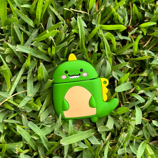 Dinosaur AirPods Case with Keychain, Shock-Proof Silicone Skin Full Protective Cover