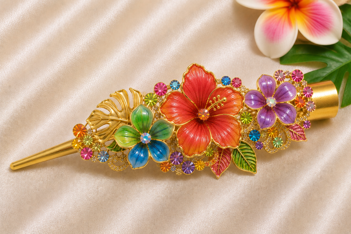 Rainbow Lei Hair Clip – Multicolor Sparkle
