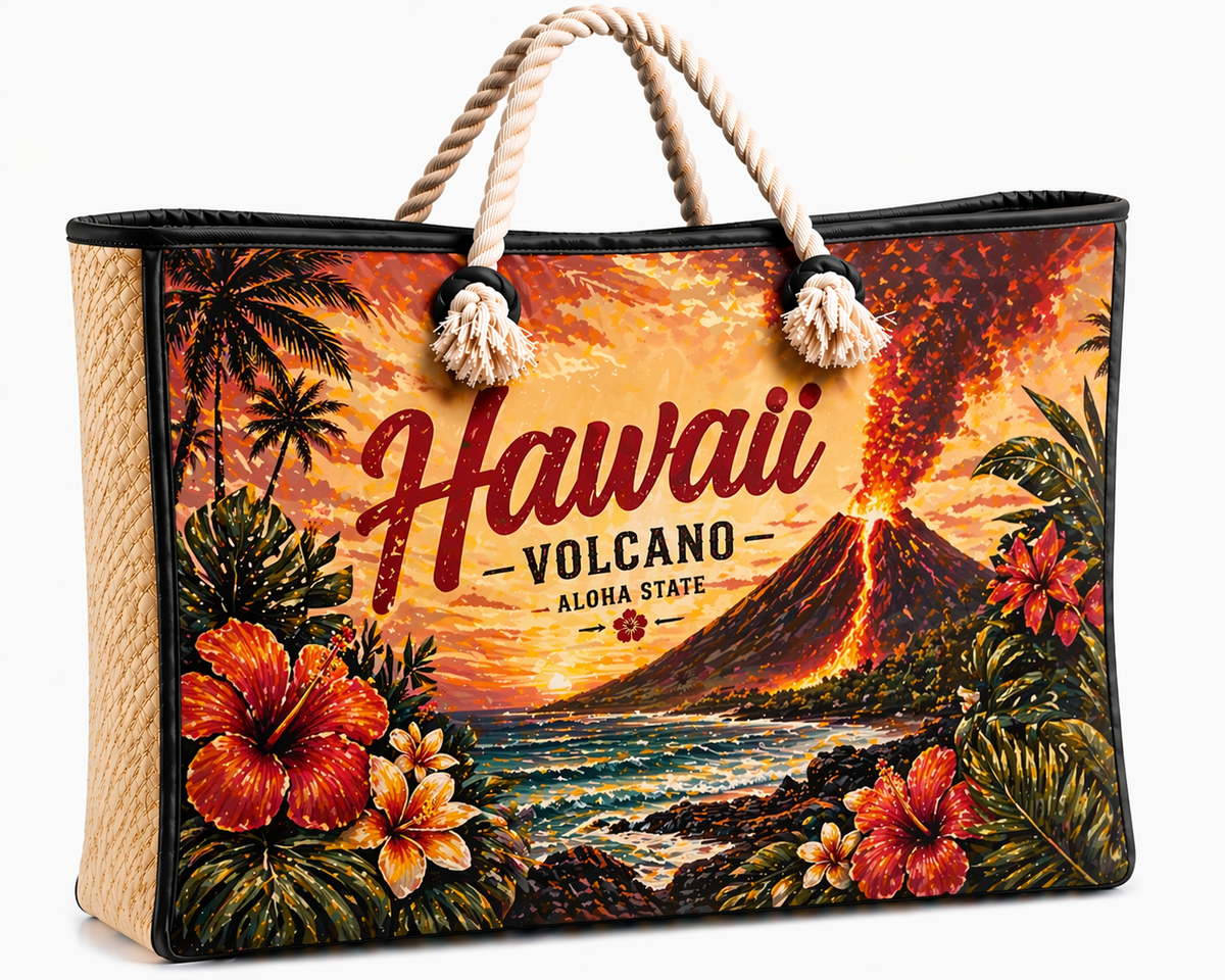 Hawaii Volcano Beach Bag