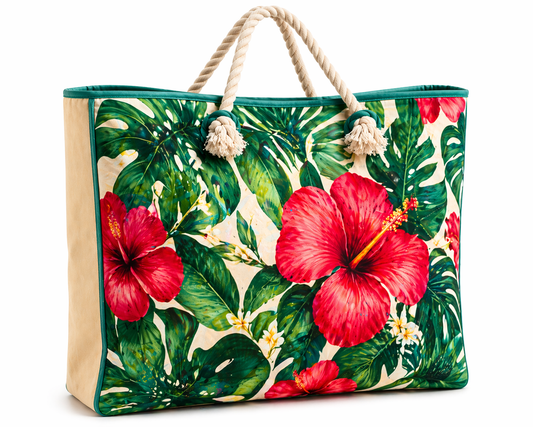 Hibiscus Escape Beach Bag