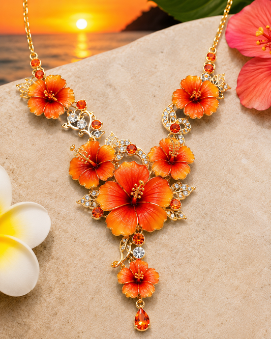 Sunset Hibiscus Paradise Necklace