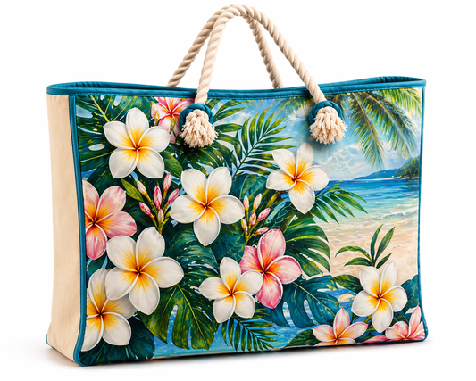 Plumeria Blossom Beach Bag