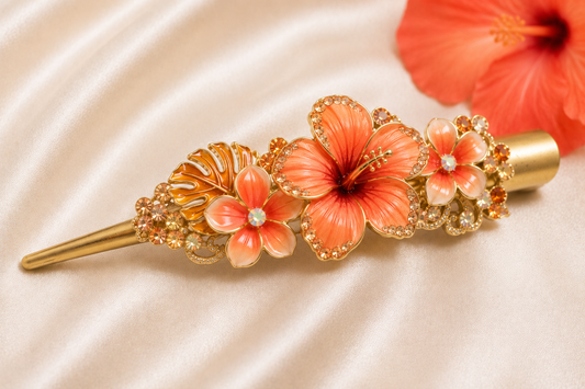 Waikiki Sunset Hair Clip – Coral Orange