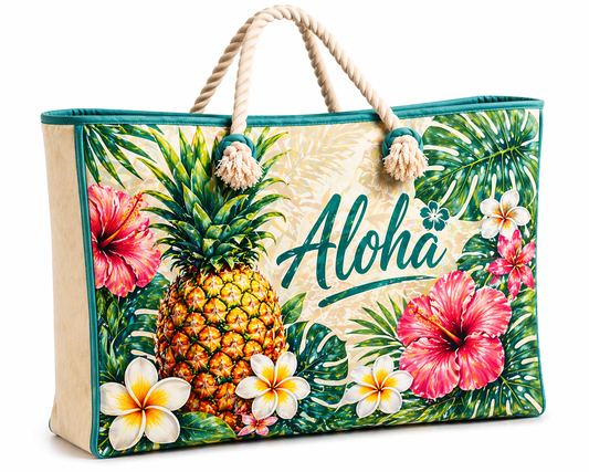 Pineapple Aloha Beach Bag