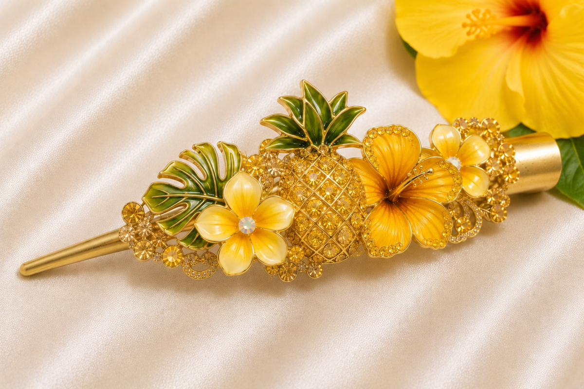 Pineapple Aloha Hair Barrette – Sunshine Yellow