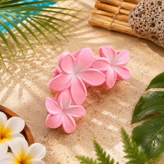 Colored Hawaiian Plumeria Flower Claw Hair Clips for Women