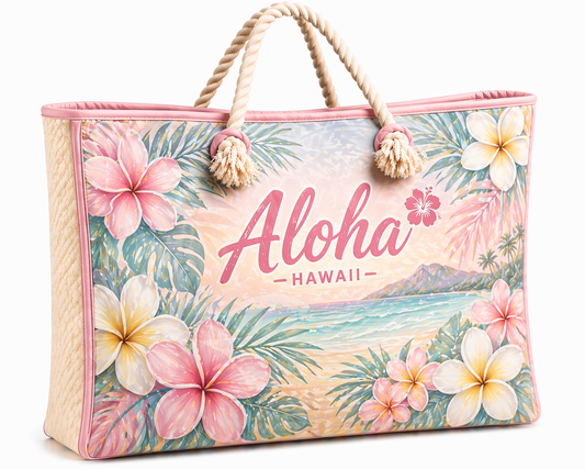 Pastel Plumeria Beach Bag
