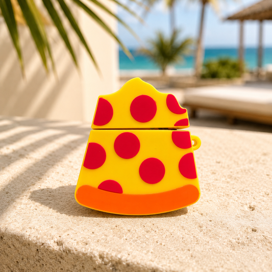 Pepperoni Pizza 3D Cartoon AirPods Case with Keychain