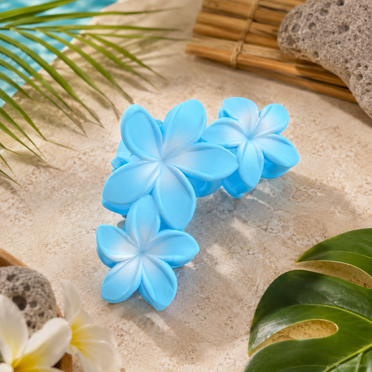 Colored Hawaiian Plumeria Flower Claw Hair Clips for Women