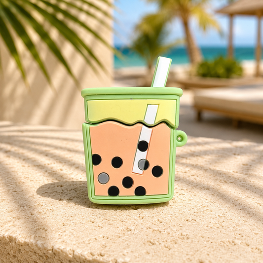 Green Boba Milk Tea AirPods Case with Keychain