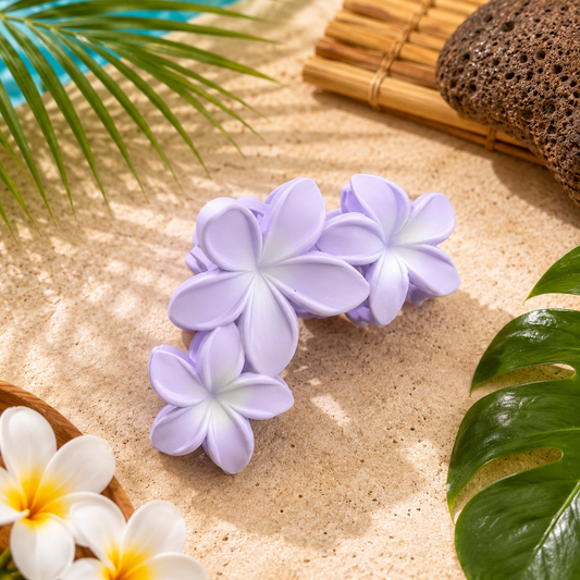 Colored Hawaiian Plumeria Flower Claw Hair Clips for Women