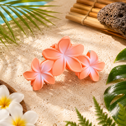 Colored Hawaiian Plumeria Flower Claw Hair Clips for Women