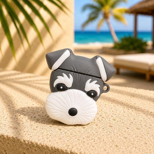 Dog Terrier AirPods Case with Keychain, Shock-Proof Silicone Skin Full Protective Cover