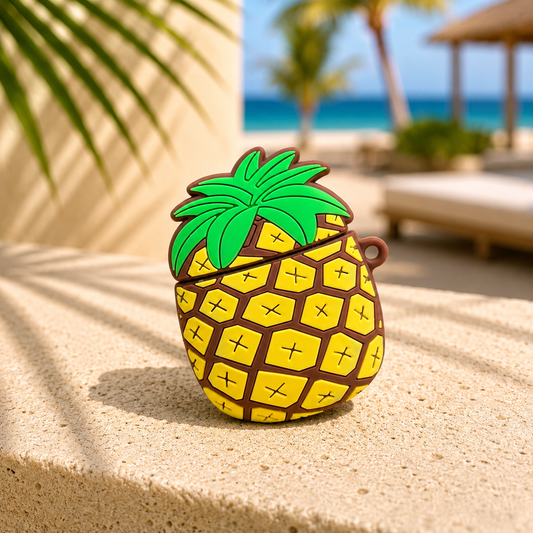 Pineapple AirPods Case with Keychain, Shock-Proof Silicone Skin Full Protective Cover